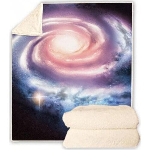 Starry Sky Galaxy Funny Character Blanket 3D Print Sherpa Blanket on Bed Home Textiles Dreamlike Style 12