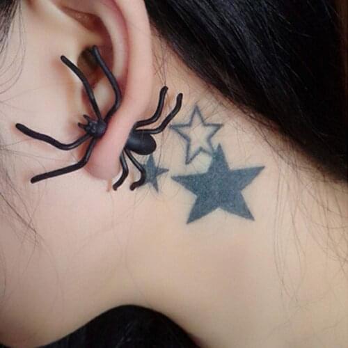 1 Pair Cool Punk Black Spider Earrings for Women Girls Fashion Halloween 3D Animal Stud Earrings Fake Piercing Vintage Jewelry