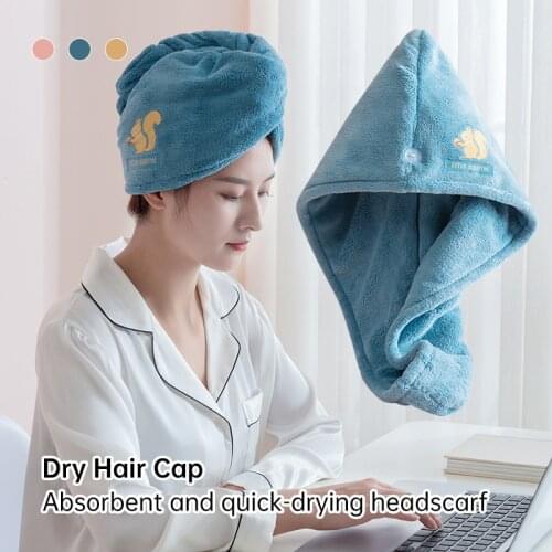1PC Coral Fleece Cute Dry Hair Cap Drying Dryer Towel Bath Wrap Hat Quick Cap Turban Dry Quick Drying Lady Household Bath Tool