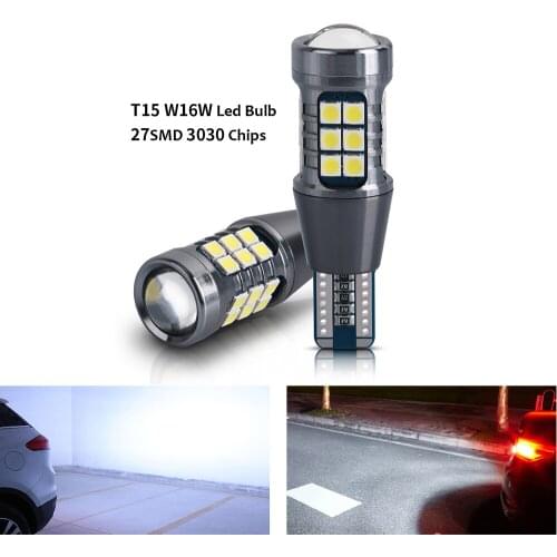 2pcs Superbright T15 W16W WY16W Car Led Light 3030 SMD Canbus No Error For Auto Interior Reverse Brake Lamp 6000k Red Diode Bulb