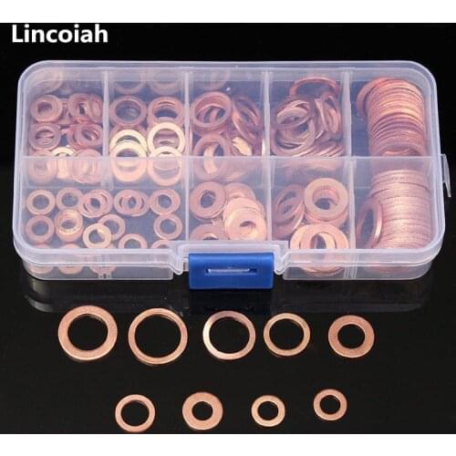 200Pcs/Set Copper Sealing Solid Gasket Washer Sump Plug Oil For Boat Crush Flat Seal Ring Tool Hardware Accessories