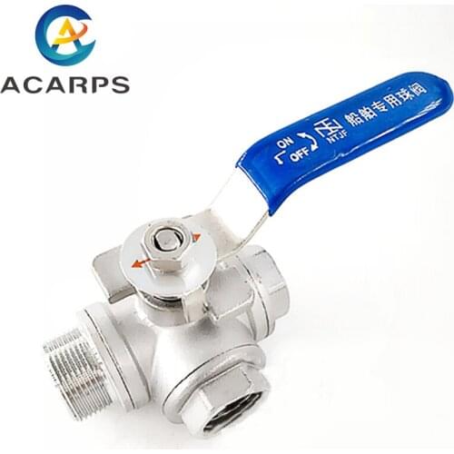 1/2" 3/4" BSP 2 Female Thread and 1 Male Thread 3 Way Ball Valve DN15 DN20 Stainless Steel 304 Valve Handle Valves L T Port