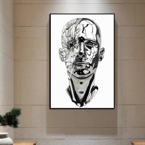 Abstract Figure Art Broken Face Men Sculpture Canvas Painting Wall Picture for Living Room Wall Art Posters Prints Home Cuadros