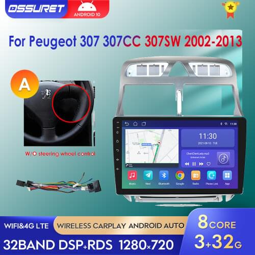 Android 10 Car Radio Multimedia Player Stereo For Peugeot 307 307CC 307SW 2002-2013 Car Audio GPS Navigation Double Din DAB+DVR
