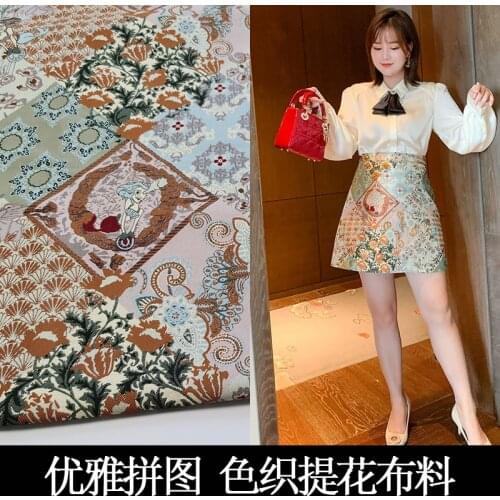 Puzzle Floral Jacquard Fabric European and American Dress Fashion Cloth Windbreaker Coat Brand Polyester Fabric