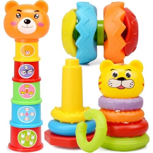 Montessori Baby early education toys rainbow stacked cup Hundred changes fitness ball Nesting Stack Rainbow Ring Tower Baby Gift