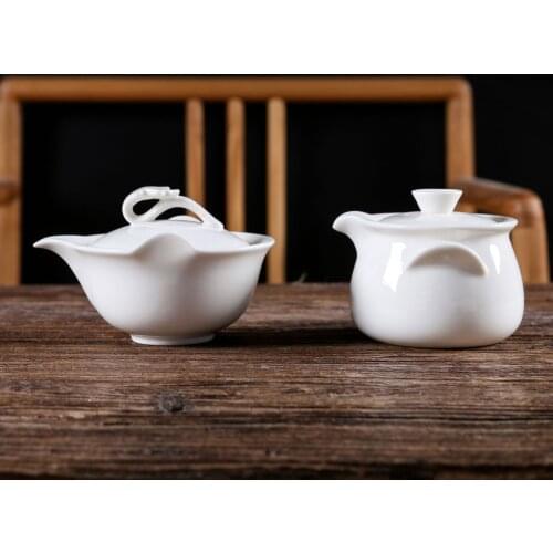 Ceramic Whiteware Tea Set Cover Bowl Item Three-Force Tea Bowl Pot Heat Resistant Filter Kung Fu Tea Set Gaiwan Tea Set Siteel