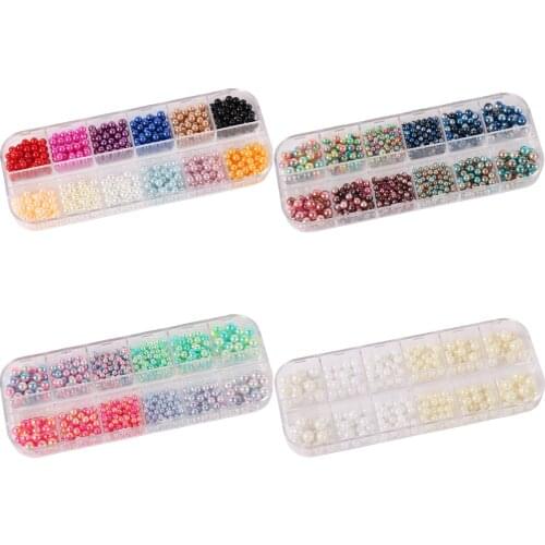 3/4/5/6mm ABS round hole without imitation pearl mermaid colorful gradient pearl DIY craft bead accessories cute beads set