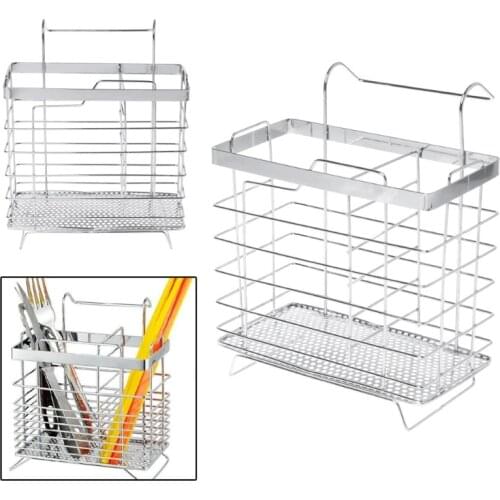 Metal Hanging Cutlery Holder Drainer Spoon Fork Chopsticks Storage Basket Rack Kitchen Accessories Tools Organizer
