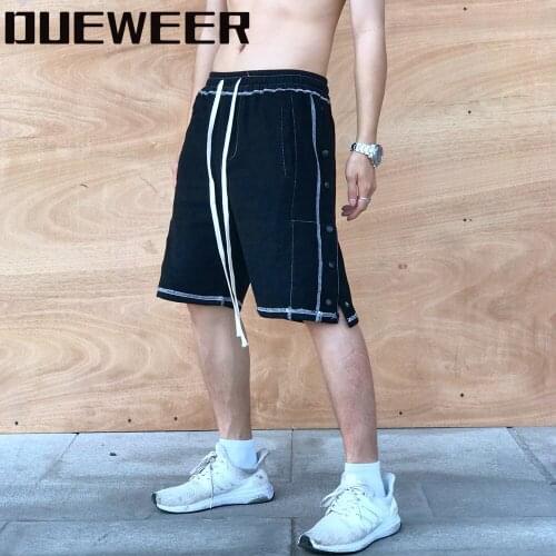 Dueweer Shorts High Street Reverse Wear Design Hip Hop Side Buttons Oversized Men Fashionable Jogger Baggy Pants