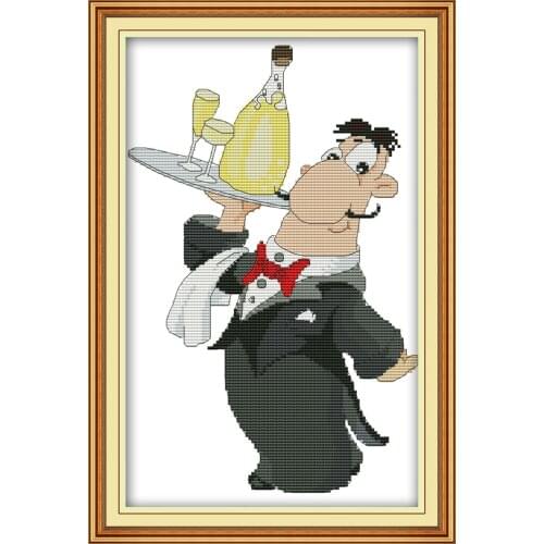 I'm a waiter cross stitch kit aida 14ct 11ct count printed canvas stitches embroidery DIY handmade needlework