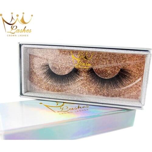 Crown Lashes 3d faux mink eyelashes custom packaging box logo natural wholesale individual false eyelashes