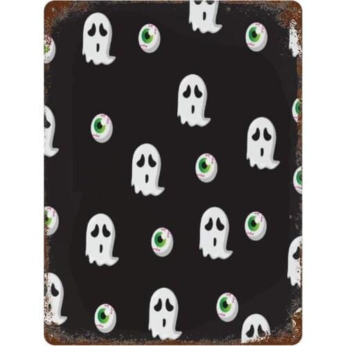 NoBrands Vintage Retro Metal Tin Sign Wall Decor Art All Saints' Day Cartoon Ghost Trick-or-Treat Home Decor Plaque Poster Man