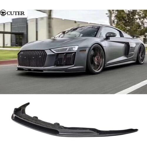 New R8 V style carbon fiber Fiber glass front bumper lip for Audi R8 Car body kit 16-18