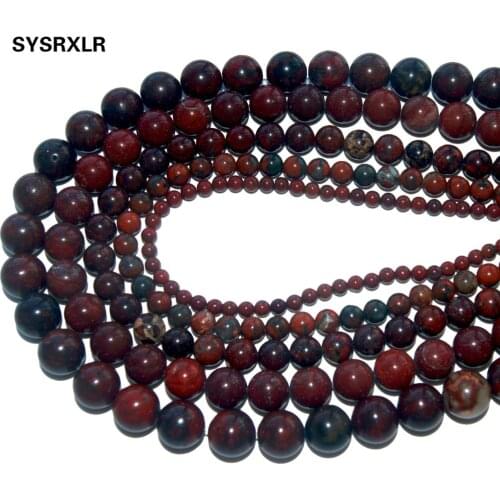 Wholesale Natural Stone Red Brecciated Jaspers Round Loose Beads For Jewelry Making Charm Diy Bracelet Necklace 4 6 8 10 12 MM