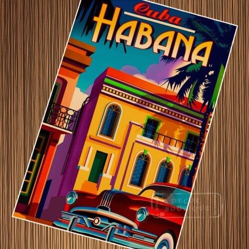 Visit Romantic Havana Cuba 7 Choices Art Travel Poster Vintage Retro Canvas DIY Wall Paper Posters Home Gift Decoration