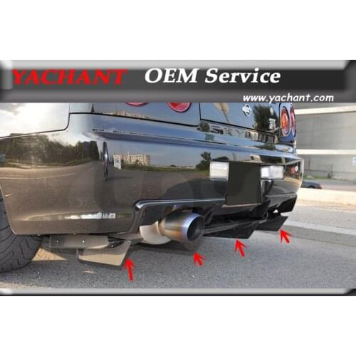 Car-Styling Carbon Fiber Rear Bumper Diffuser Fins Fit For 1999-2002 Skyline R34 GTR NI Style Rear Diffuser Fins
