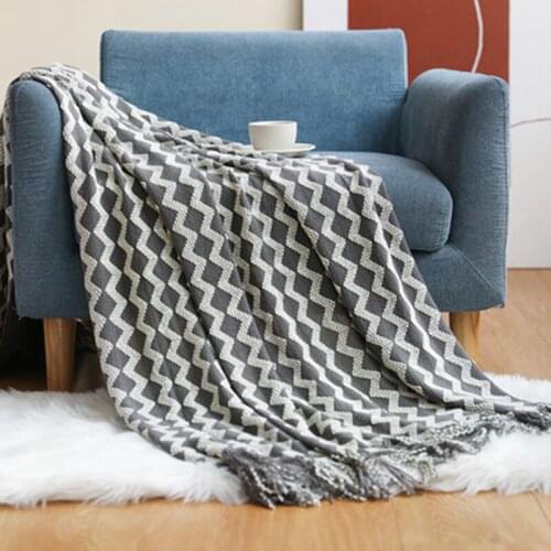 Nordic Knitted Throw Thread Blanket on the Bed Sofa Plaid Geometric Striped Travel TV Nap Blankets Soft Towel Bed Plaid Tapestry
