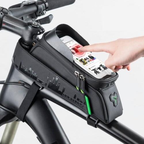 ROCKBROS Bicycle Bag Front Tube Bike Phone Bag Touch Screen Saddle Bag Waterproof Cycling Frame 5.8/6 Inch MTB Bag Accessories