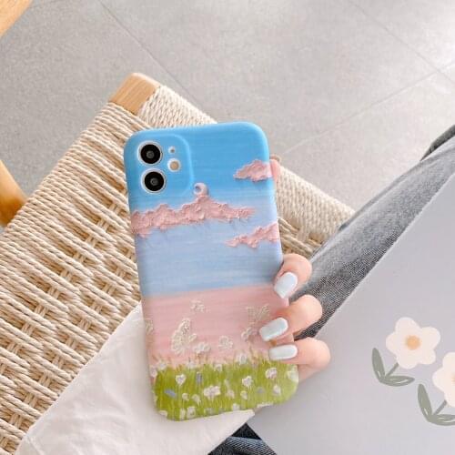 Night sky moon painting art Phone Case For iPhone 11 Pro Max Case Cute Silicone cover for iPhone XS MAX XR X 7 8 Plus 7Plus case