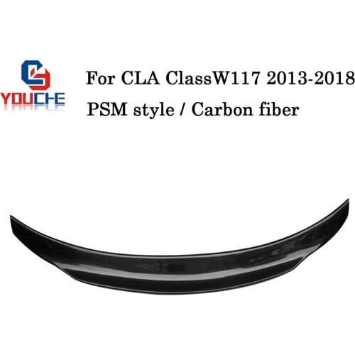 For Mercedes C117 W117 CLA 4-door Fastback Coupe 2014 - present PSM Style Carbon Fiber Rear Boot Spoiler Tail Trunk Lid Wing