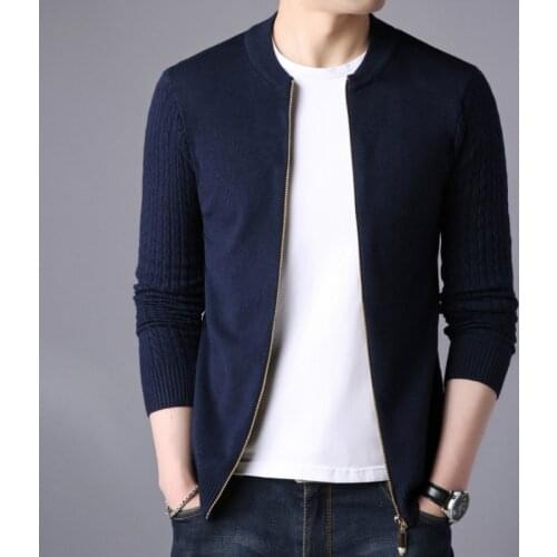 Autumn Cardigan Men Fashion Sweater Coat Round Neck Zipper Sweater Slim Knitwear Jersey Mens Sweater Tide M-3XL Full