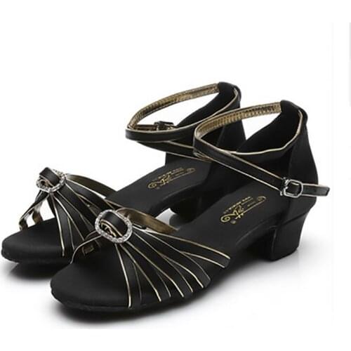 Latin Dancing Shoes Satin Soft Sole Ballroom Dance Shoes Tango Chacha Rumba Dance Shoes for Girls Kids Children Wholesale C71