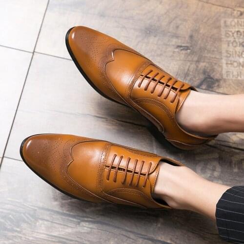 Oxford Shoes Pu Leather Pointed Toe Shoes Large Size Shoes Low Casual Shoes Brogue Shoes Plus Size 38-48