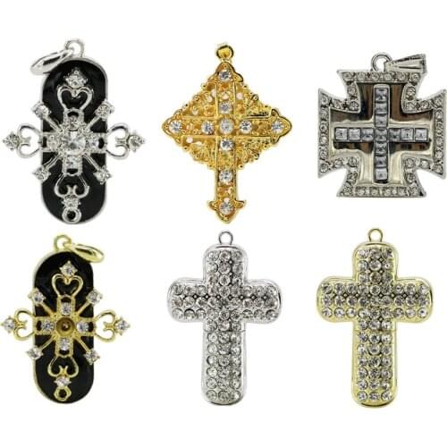 Metal Cross USB Flash Drive,Real Capacity 8GB 16GB 64GB PenDrive Personalized Gift Pen Drive USB Flash Drive Pendant Crystal