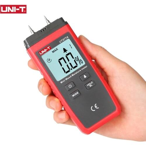 UNI-T UT377A Digital Wood Moisture Meter Hygrometer Humidity Tester for Paper Plywood Wooden Materials LCD Backlight