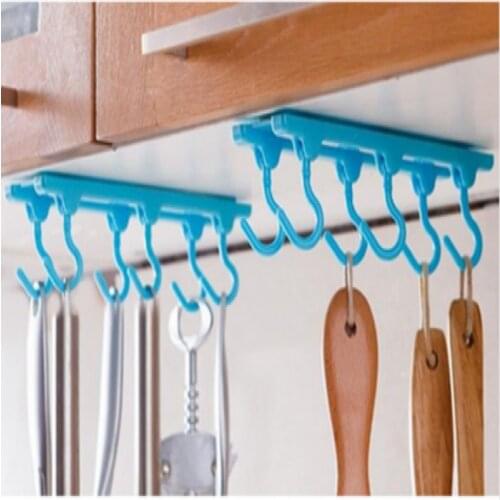 Multi Purpose Home Kitchen Organizer Hanging Storage Rack With 6 Hooks Kitchen Rack Hook Holder Ceiling Wall Cabinet