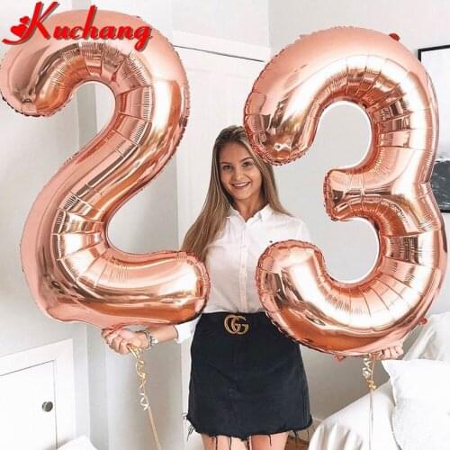 2pcs 16/30/40 inch Rose Gold Number Foil Helium Balloons 16 18 20 25 30 40 50 Years Old Adult Birthday Party Decor Supplies