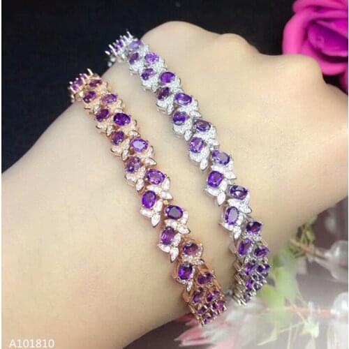 KJJEAXCMY fine jewelry 925 pure silver inlaid Natural Amethyst Bracelet support test