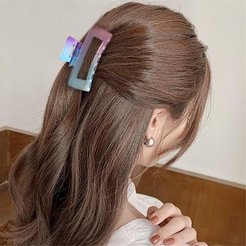 Hair Claws Elegant Transparent Plastic Hair Claw Dream Colorful Simplicity Hair Clips Headband Hairpins Fashion Hair Accessories