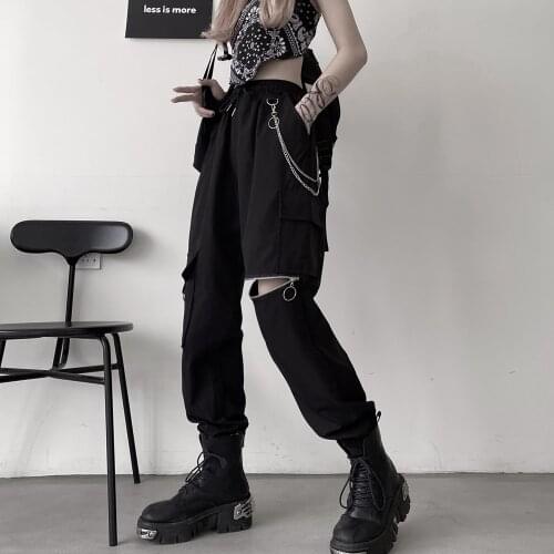 Dark Black Zipper Overalls Women Summer Korean Version of The High Waist Slimming Straight Trousers Loose Casual Trousers