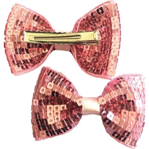 10pcs/lot Embroidery Sequin Bows WITH CLIP For girls Christmas Gifts Kids Hair DIY Accessories 19 Color FC34