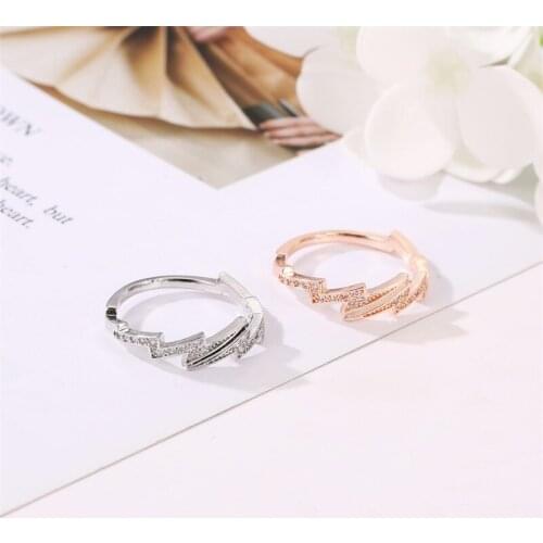 12 Pieces/Lot Lightning Opening Rings Women Crystal Silver Rose Gold Color Geometric Alloy Adjustable Knuckle Finger Jewelry