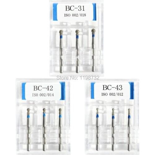 15Pcs / 5Boxes Dental Diamond Burs BC-31 / BC-42 / BC-43 Polisher Drill Dia-Burs High Speed Handpiece Dentist Burrs