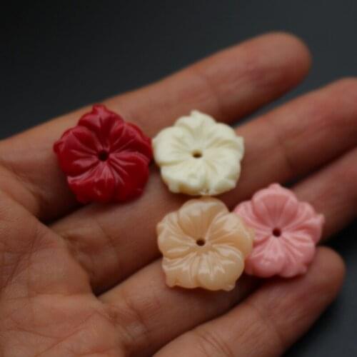 #8105 10Pcs/Lot Carved 19mm*3.5mm Flowers Space parts 4 Colors Artificial Coral Findings for Jewelry making