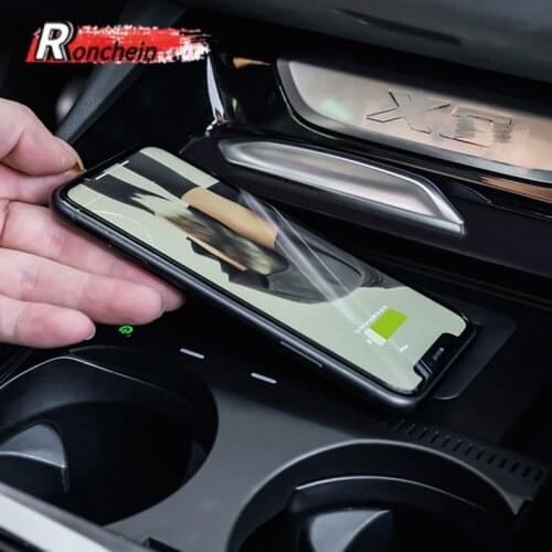 RONCHEIN Car Phone Wireless Charger for BMW 3 Series X3 X4 G20 G01 G02 2018 2019 2020 BMW LCD Smart Key Quick Charging Console
