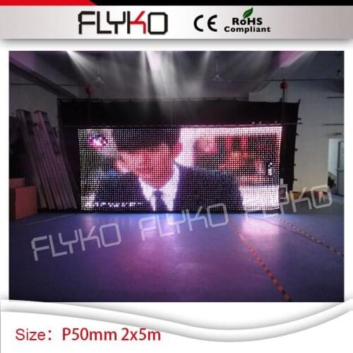 Bar KTV stage decoration P5cm 2x5m led video curtain full color led vision curtain stage screen