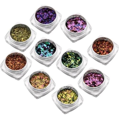 BEAUTYBIGBANG 0.1g Effect Flake Nail Sequins Mirror Glitter Powder Chrome Pigment Paillettes Nail Glitter For Chameleon Nail Art