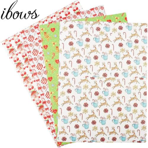 22CM*30CM Glitter Fabric Festival Pattern Shiny Sheet Christmas Theme DIY Hair Bows Handmade Crafts Glitter Decorative Fabric