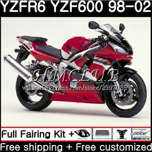 Bodys Glossy red For YAMAHA YZF600 YZF R6 1998 1999 2000 2001 2002 13HC.11 YZF 600 YZF-R6 YZF-600 YZFR6 98 99 00 01 02 Fairing