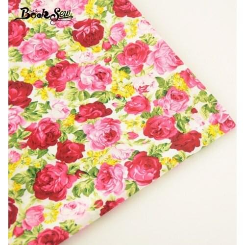 Booksew 100% Cotton Poplin Fabric Meter Printed Rose Design Soft Home Textile Sewing Tecido For Dress Clothing Craft Shirt CM