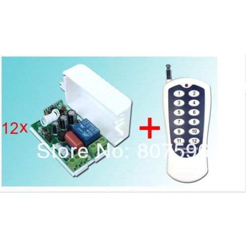 Free Shipping AC220V 1500W 10A 1CH ON/OFF Digital Wireless Remote Control Power Switch 12Receiver&1Transmitter