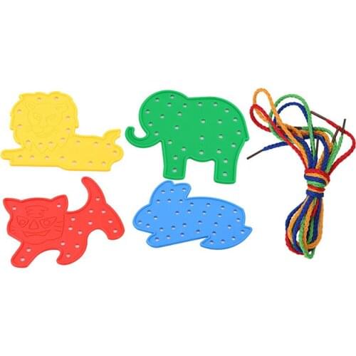 Child Kids Toy Animal Lacing Shapes Threading Laces Education Toys Tool Rabbit Elephant Tiger Lion Animal Threading Toys
