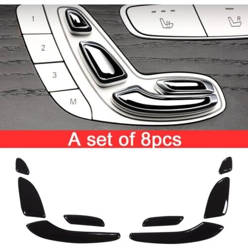 For Mercedes Benz E Class W213 E200 E300 GLC C Class W205 ABS Gloss Black Seat Button Sequins 2 Styles