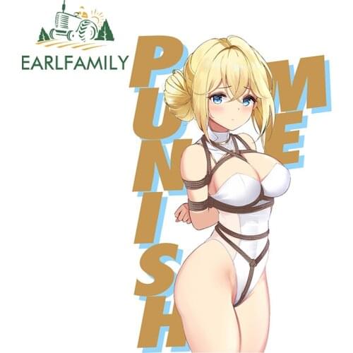 EARLFAMILY 13cm x 8.53cm for Ecchi Punish Me Hentai Anime Girl Car Stickers Cute Vinyl Decals Waterproof Windshield Trunk Decor