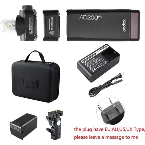Godox AD200 Pro AD200Pro 200Ws 2.4G Flash Strobe,Outdoor Flash Light for Sony Nikon Canon,Bare Bulb/Speedlite Fresnel Flash Head